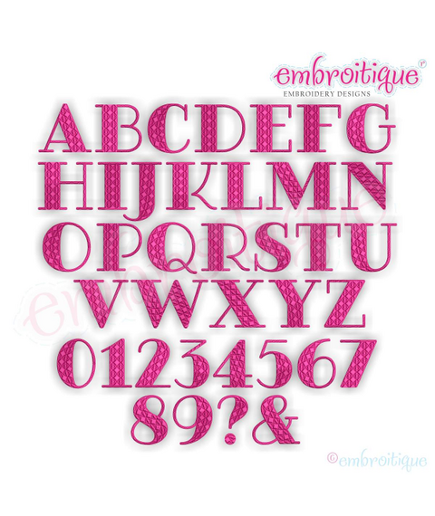 Garner Embroitique Exclusive Patterened Fill Stitch Block Monogram Font