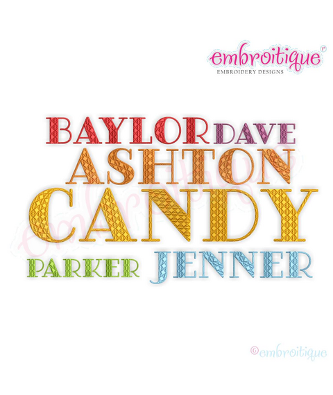 Garner Embroitique Exclusive Patterened Fill Stitch Block Monogram Font