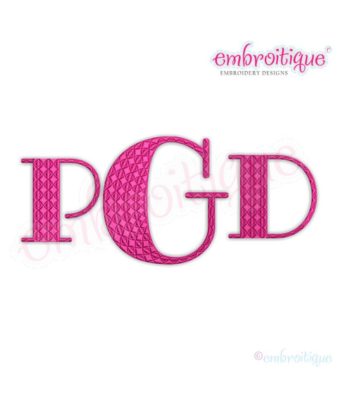 Garner Embroitique Exclusive Patterened Fill Stitch Block Monogram Font