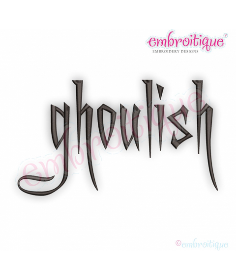 Ghoulish Halloween Monogram Font, Aa-Zz   1", 1.5", 2", 2.5", 3"