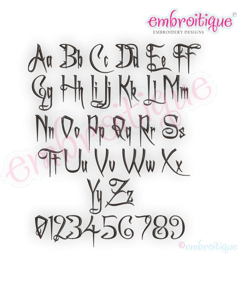 Ghoulish Halloween Monogram Font, Aa-Zz   1", 1.5", 2", 2.5", 3"