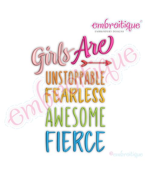 Girls are Unstoppable Fearless Awesome and Fierce Inspirational