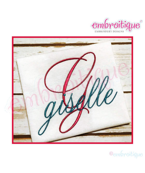 Giselle Font Small- Calligraphy Script Italics Monogram Alphabet - BX files - Machine Embroidery File