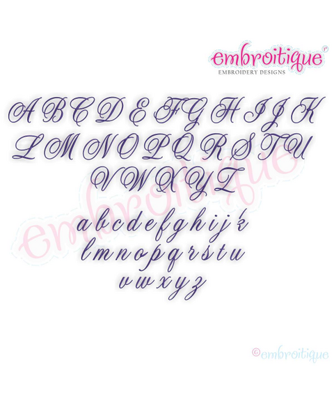 Giselle Font Small- Calligraphy Script Italics Monogram Alphabet - BX files - Machine Embroidery File