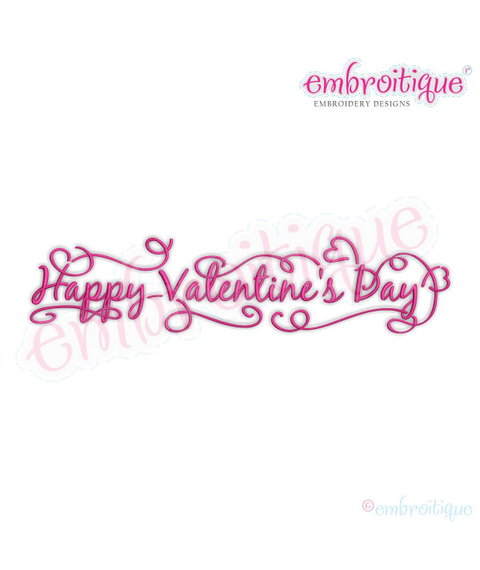 Happy Valentine's Day with Curls and Swirls Machine Embroidery Design