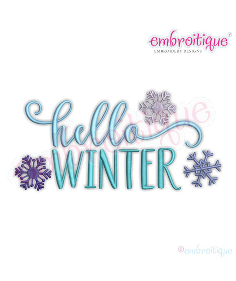 Hello Winter - Snowflakes - Winter Design - Machine Embroidery File