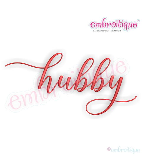 Hubby in Calligraphy Script - Love Husband Marriage Wedding Valentines- Machine Embroidery File