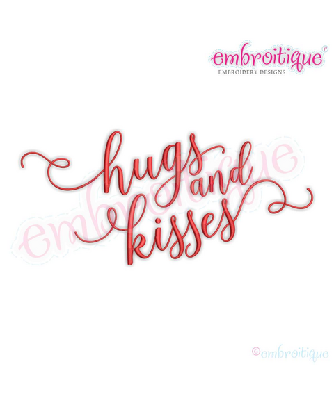 Hugs & Kisses - Love Marriage Wedding Valentines- Machine Embroidery File