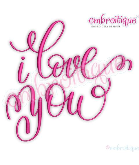 I love you Calligraphy Script Machine embroidery design