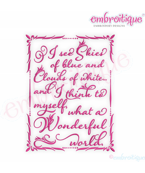 I see Skies of Blue - Clouds of White