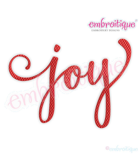 Joy - Calligraphy Patterned Fill Stitch Machine Embroidery Design -  Machine Embroidery File