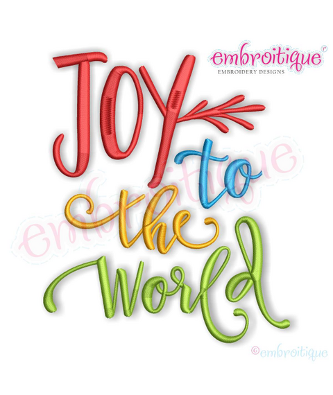 Joy To The World - Winter Christmas Holiday Embroidery Design - Machine Embroidery File
