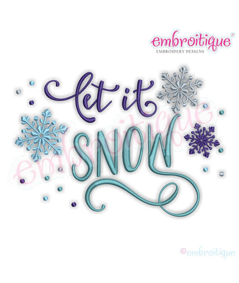 Let It Snow - Snowflakes - Winter Christmas Holiday Design - Machine Embroidery File, 2 image