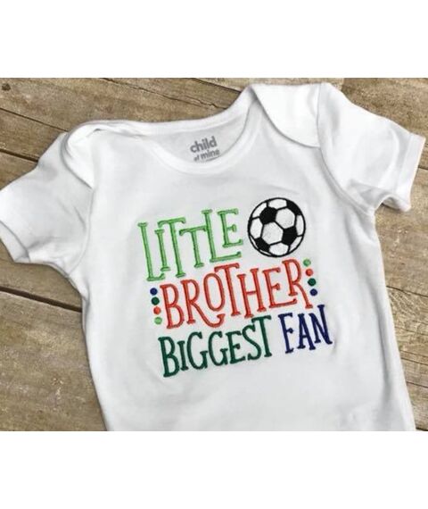 Little Brother Biggest Fan Fill Stitch Soccer Ball Embroitique  Machine Embroidery Design, 2 image