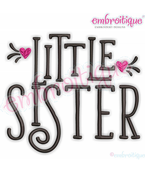 Little Sister with Heart - Adorable Sibling Design - Embroitique Machine Embroidery File