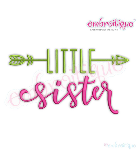 Little Sister With Arrow- Sibling design - Machine Embroidery Design