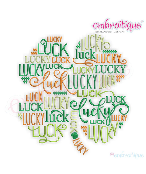 Lucky Shamrock St. Patrick's Day Word Jumble - Machine Embroidery Design