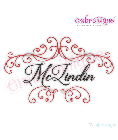 McLinden Fancy Ornate Font Frame - Machine Embroidery Design