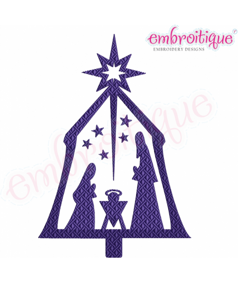 Nativity Scene Fill Stitch machine Embroidery Design