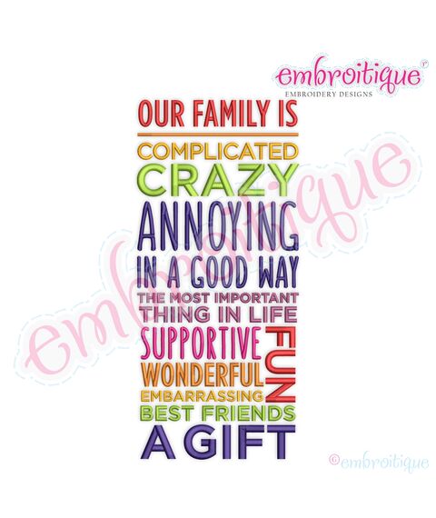 Our Family Is Complicated Crazy Annoying In A Good Way..... checklist  - Fun Embroidery Design