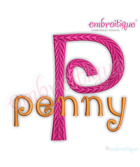 Penny Monogram Font - Machine Embroidery Files