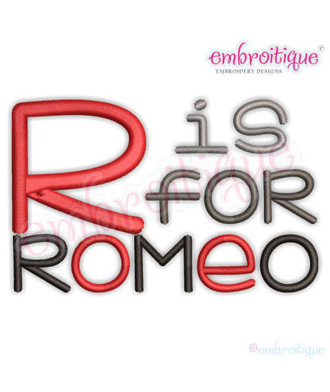Romeo Monogram Font - Complete Alphabet & Numbers - Machine Embroidery File
