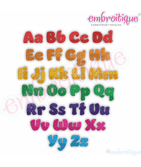 Ryder Bubble Letter Monogram Font Set - great for boys and girls - Embroitique Machine Embroidery File