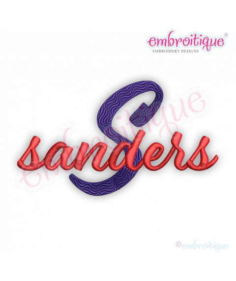 Sanders Exclusive Brush Script Monogram Font - italics, sophisticated, boy, girl -  Embroitique Machine Embroidery Design