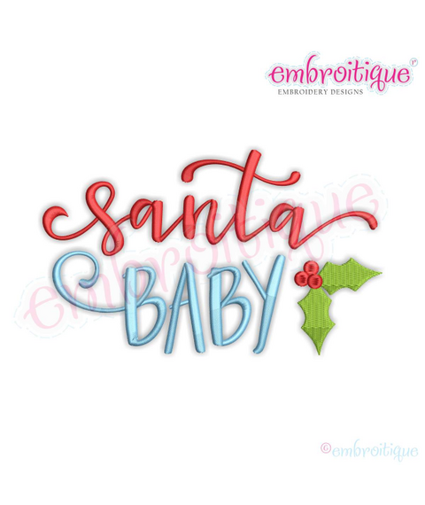 Santa Baby Christmas Holiday machine Embroidery Design