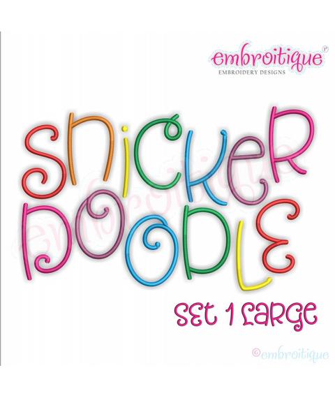 Snickerdoodle - Large - Embroitique Exclusive - Adorable Cute and Curly Machine Embroidery Monogram Font - 4", 5", 6", & 7"