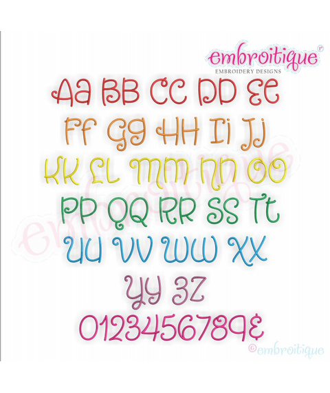 Snickerdoodle - Large - Embroitique Exclusive - Adorable Cute and Curly Machine Embroidery Monogram Font - 4", 5", 6", & 7"