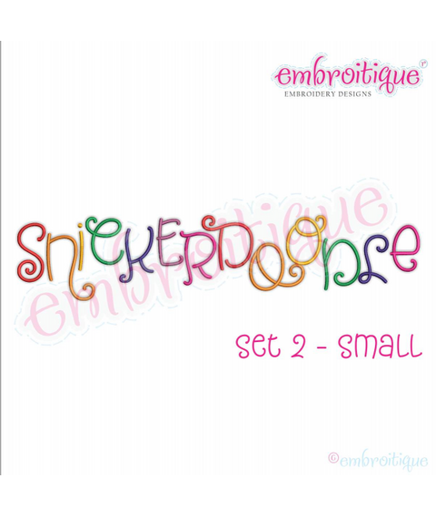 Snickerdoodle 2 Adorable Cute and Curly SMALL SET  Embroitique Exclusive machine Embroidery Monogram Font - 1", 1.5", 2", 2.5" 3"