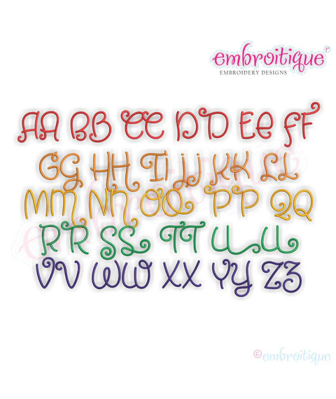 Snickerdoodle 2 Adorable Cute and Curly SMALL SET  Embroitique Exclusive machine Embroidery Monogram Font - 1", 1.5", 2", 2.5" 3"