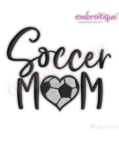 Soccer Mom Script with Fill stitch Heart Soccer Ball - Spirit Wear  Instant  Digital pattern Download Machine embroidery design