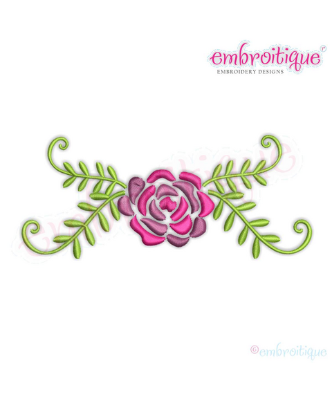 Spring Flower with Leafy Flourish Border Frame Machine Embroidery Design - Embroitique