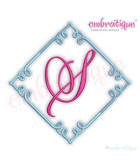Square Font Frame 4 -  Vintage Monogram Frame for Machine Embroidery - Embroitique