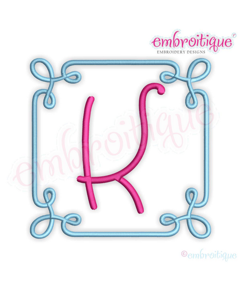 Square Font Frame 3 -  Vintage Monogram Frame for Machine Embroidery - Embroitique