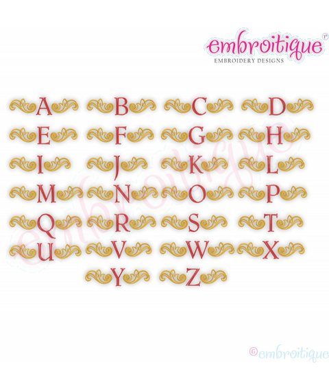 Steele Vintage Accent Flourish Initial Embroidery Monogram Font - Large Embroitique