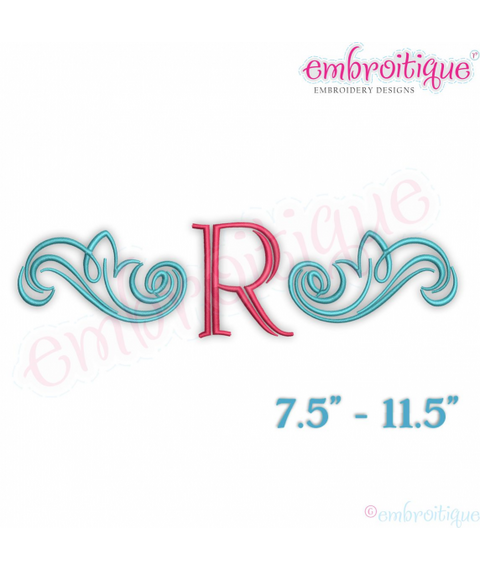 Steele Vintage Accent Flourish Initial Embroidery Monogram Font - Large Embroitique