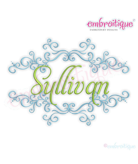 Sullivan Vintage Flourish Fancy Monogram Font Frame for machine Embroidery - Embroitique