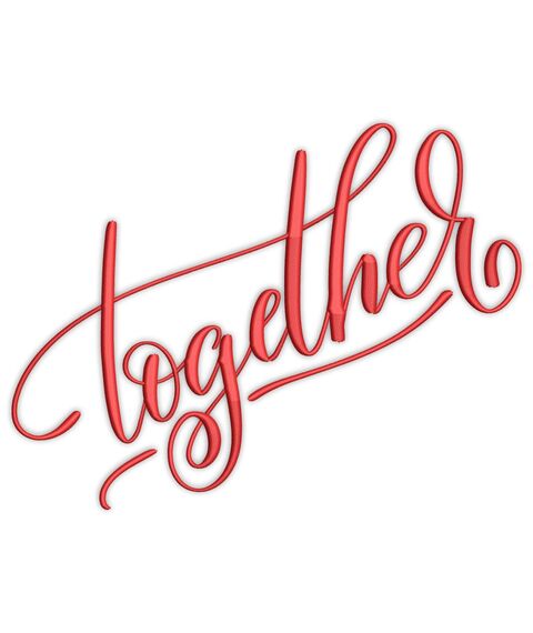 Embroitique Together Love Wedding Valentine's Day Calligraphy Hand Lettered Machine Embroidery Design