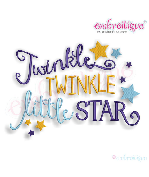 Twinkle Twinkle Little Star - Baby Nursery  - Machine Embroidery Design