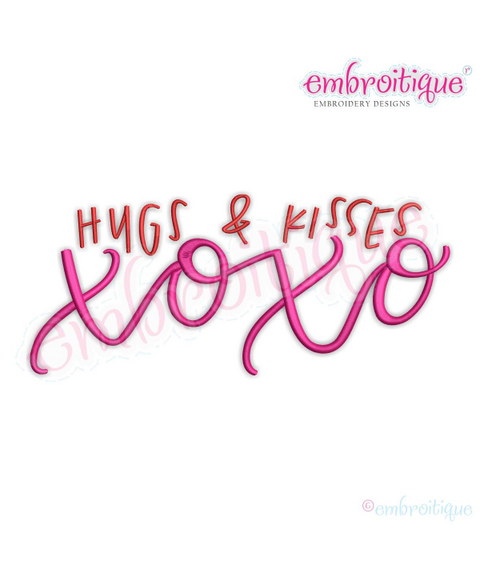 Hugs & Kisses XOXO - Love Marriage Wedding Valentines - Machine Embroidery File