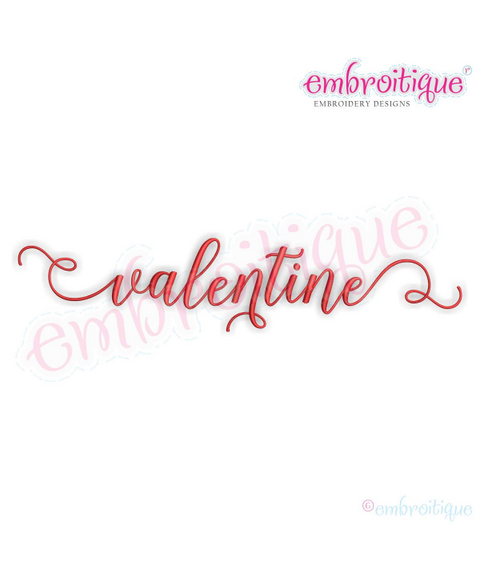 Valentine in Calligraphy Script - Love Marriage Wedding Valentines - Machine Embroidery File