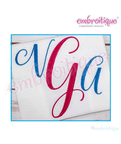Victoria - Large  Fancy Calligraphy Script Monogram Alphabet for Machine Embroidery