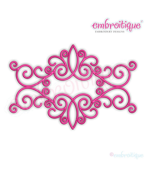 Curly Flourish Double Frame - Beautiful Embellishment - Embroitique Machine Embroidery File
