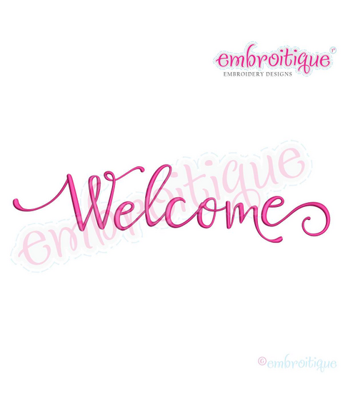 Welcome Script Embroitique Machine Embroidery Design