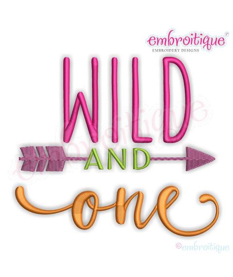 Wild and ONE -boy or girl first birthday - Machine Embroidery File