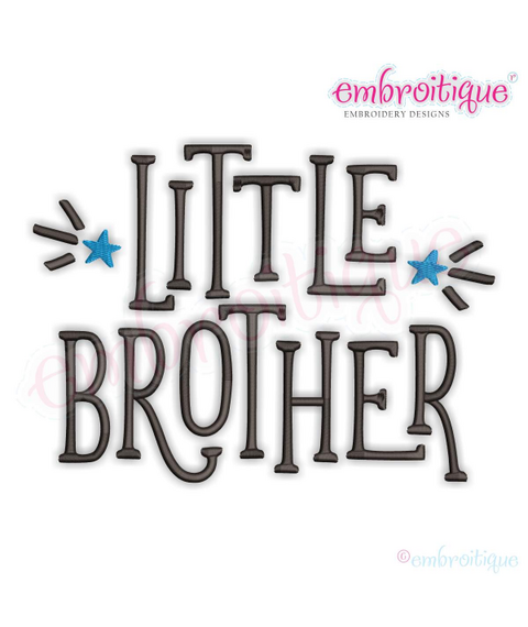 Little Brother with stars sibling machine embroidery design