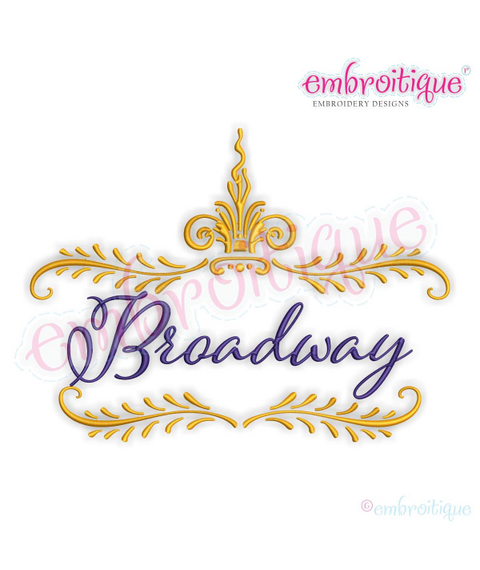 Broadway Fancy Elegant Monogram Font Frame - Embroitique Machine Embroidery Design